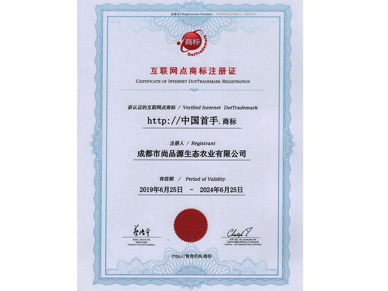 互联网点商标注册证